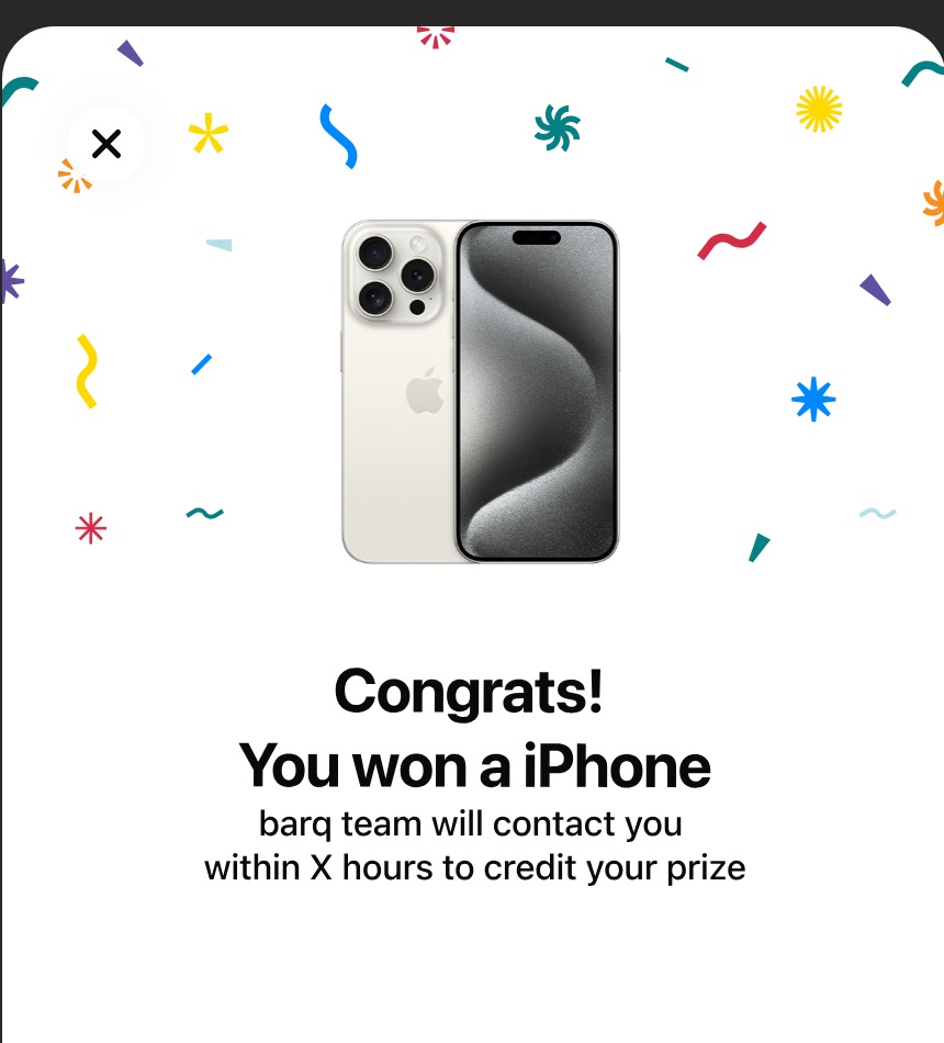 Congrats card: you won an iPhone